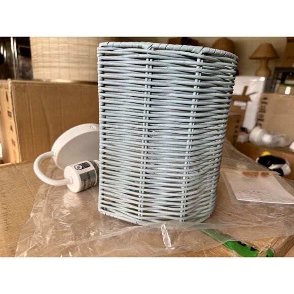 Serena & Lily Santa Barbara Rattan Sconce-Blue - Picture 3 of 8